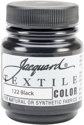 Jacquard Textile Color Black - Permanent Fabric Paint for Clothes 2.25 Oz Jar