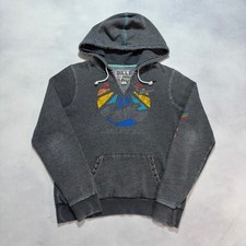 Billabong Hoodie Women's Large Gray Faded Sweatshirt Studded Surf Grunge Y2K