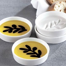 Jeanne Fitz VinegArt Olive Oil Balsamic Vinegar Dipping Plates Set of 4 New