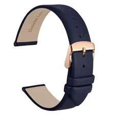 22mm Lug Width, Elegant Watch Band, Genuine Leather Replacement Strap with Ro...