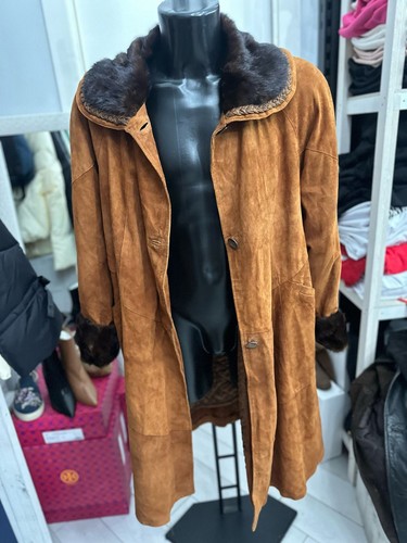 Cappotto In Pelle Usato Donna Woman Tg44 Marrone LLV1329 - Picture 1 of 7