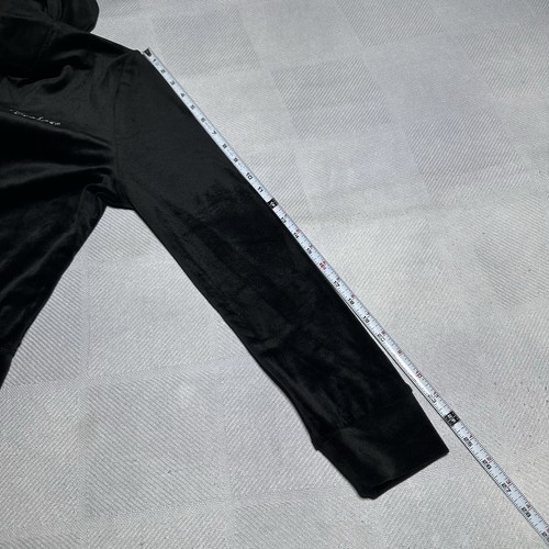 Juicy Couture Black Velour Tracksuit Set Size M/L Full Zip Hoodie Rhinestone Y2K - Picture 18 of 24