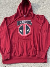 Deadpool Marvel Graphic Pullover Hoodie Adult Size Large Burgundy Superhero