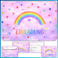 12 X Regenbogen Einladungskarten Kindergeburtstag Mit UmschläGen FüR MäDchen