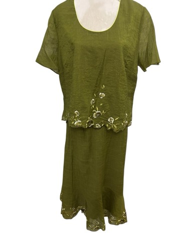 Jacques Vert Olive green 3 Piece Skirt Suit Size 22 Away 29.4 - Picture 4 of 11