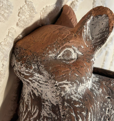 Antique TERRACOTTA RABBIT PLANTER Salvage Garden Stone Bunny Yard Statue 8 LBS