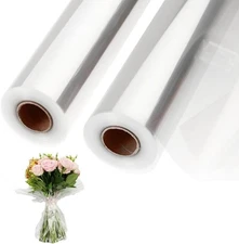 2 Rolls of 35 Wide x 220 Ft Clear Cellophane Wrap Roll, 3 Mil Thick Plastic T...