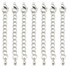 50 Pieces Silver Chain Extension, 2 Inch Stainless Steel Necklace Bracelet Ex...