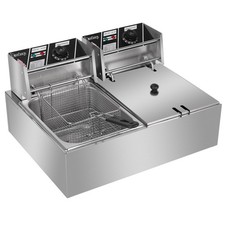UK Commercial Electric Deep Fryer Fat Chip Twin Two Double Tank Stainless Steel