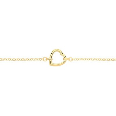 Armband mit offenem Herz. 9 kt Gelbgold gepunzt.  Geschenkbox & Wert 200£