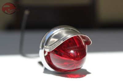 Custom Chrome Mini Red Lens Bullet Marker Accent Light w Visor Hot Rat Rod New