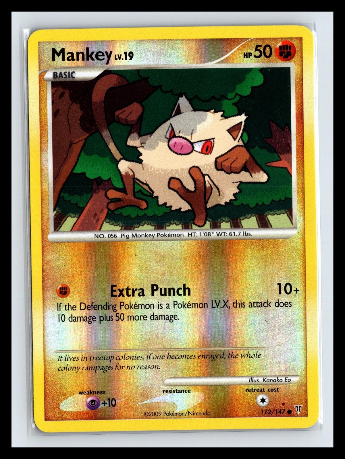 LP Reverse Holo Mankey Supreme Victors 112/147 C Pokemon Card Kanako Eo