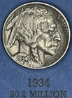 1934 Buffalo Nickel, nice original AU condition coin