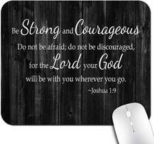 Inspirational Quote Rustic Black Wood Mouse Pad, Christian Bible Verses Scriptur