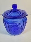 Anchor Hocking Mayfair Vintage Cobalt Blue Depression Glass Cookie Jar (H)