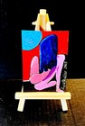 unique POP ART Blue Nude LADY PAINTING ACEO 2.5 X 3.5 Original SWARTZMILLER DNA