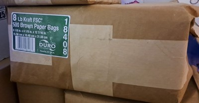 Duro 18408 8 lb Kraft FSC Brown Paper Bags   500 Count Case   New Unopened
