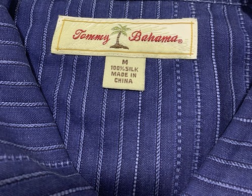 Tommy Bahama Short Sleeved Shirt Men's Size M Blue With Flowers And Stripes. - Picture 2 of 6