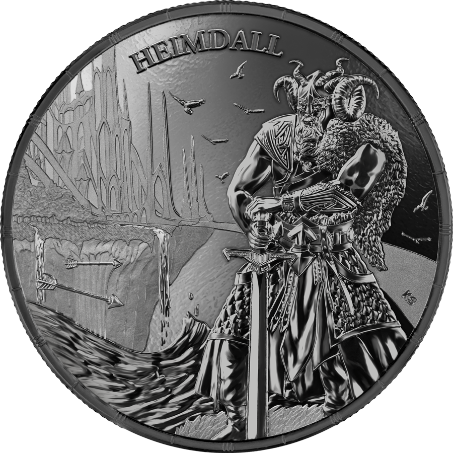 Germania Mint Ragnarok Heimdall Black Silver coin in capsule w