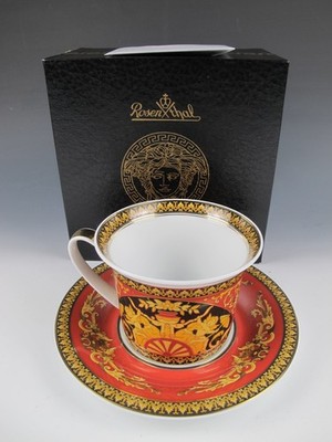 Versace Rosenthal Medusa Red Breakfast Cup & Saucer Set - New w/ Box