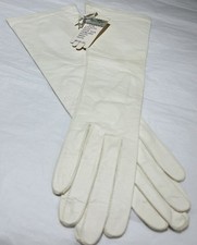 NOS Vintage Wear Right Cocktail Gloves Silk Lined White Leather Sz 7 French Tags
