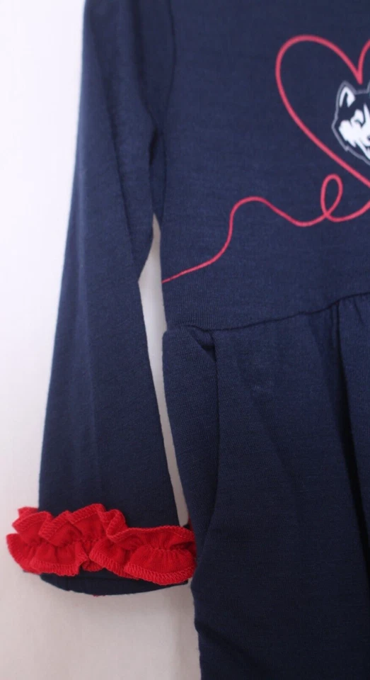 NUEVO UConn Huskies Coliseo Atletismo Azul Marino Vestido Conjunto Florero Niña (6-12) Foto 3 de 4