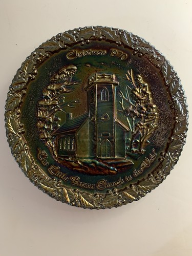 Fenton Christmas 1970 Collector Plate The Little Brown Church In The Vale - Picture 6 of 6