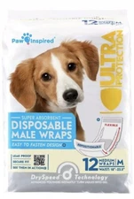 Paw Inspired Ultra Protection Disposable Male Wraps  Belly Bands MEDIUM