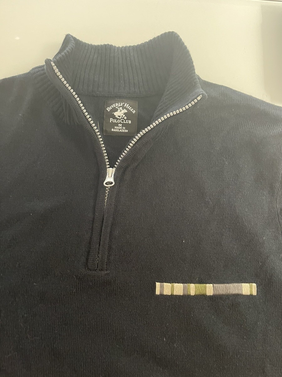 Beverly Hills Polo Club Mens Acrylic Black/Gray Zip-Up Cardigan  display picture 1