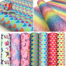 A4 iridescent Glitter Fabric Faux Leatherette Fbric Bow DIY  Craft Sheets