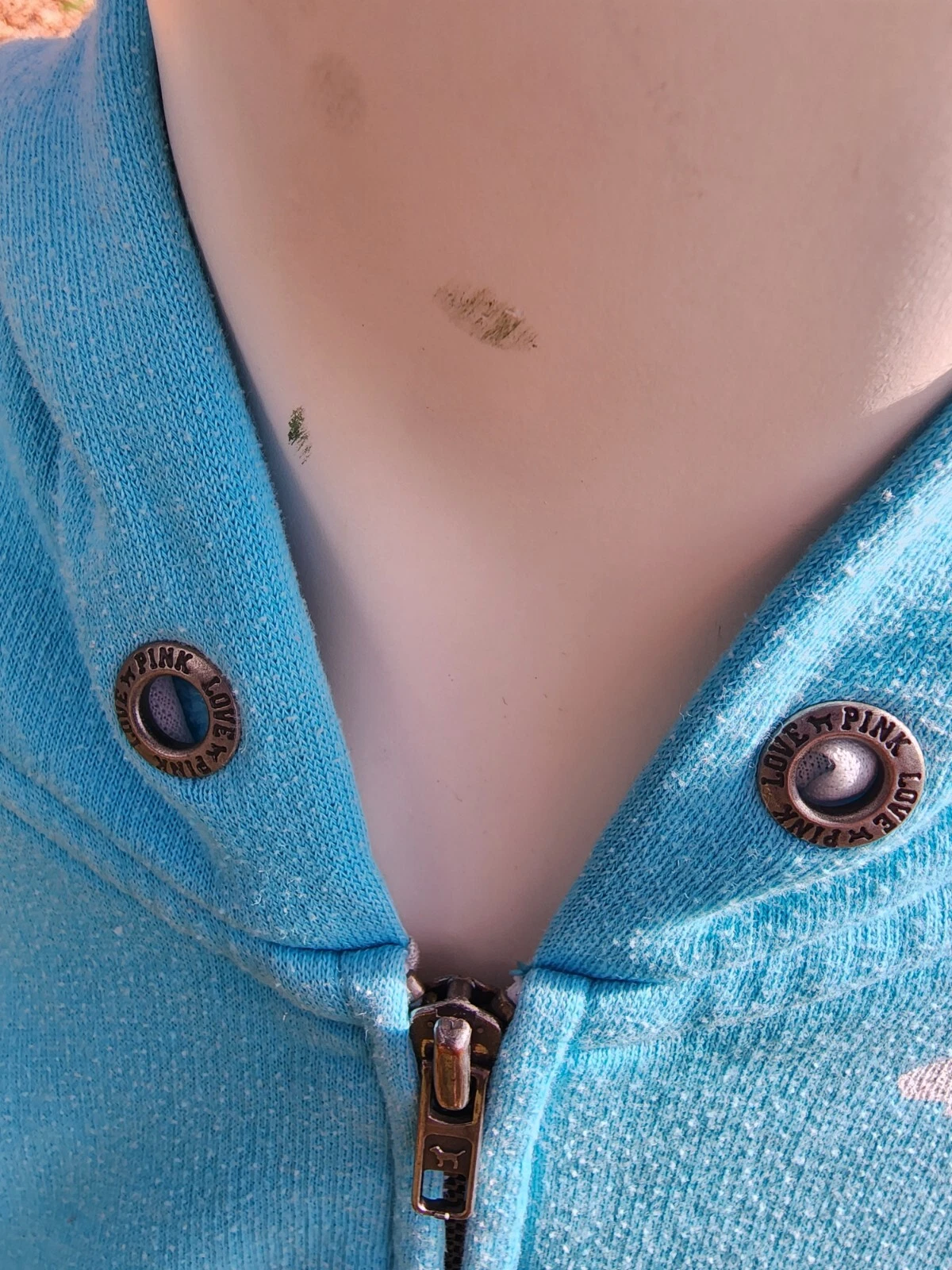 UNDERCOVER Victoria Secret Felpa con Cappuccio CHIUSURA ZIP Colore Blu Cielo Taglia Large LOVE