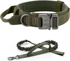 Tactical Dog Collar w/ Handle +Leash Heavy Duty Military Service Canine Training