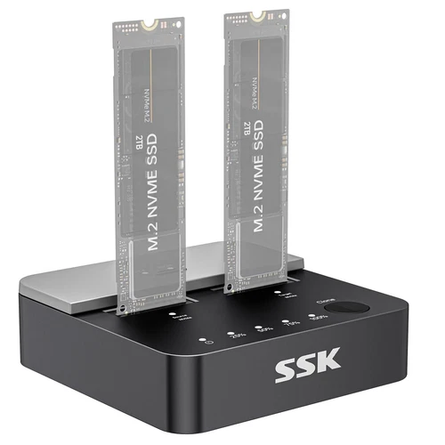 NVMe Clone SSD Station d’Accueil Dual-Bay Boîtier M.2 SSD NVME USB3.2 Gen2X2 ...