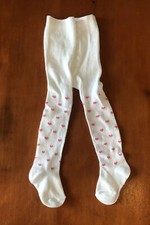Cat  Jack Hearts Footed Tights Leg Detail Size 12-24 Months Off White Pink