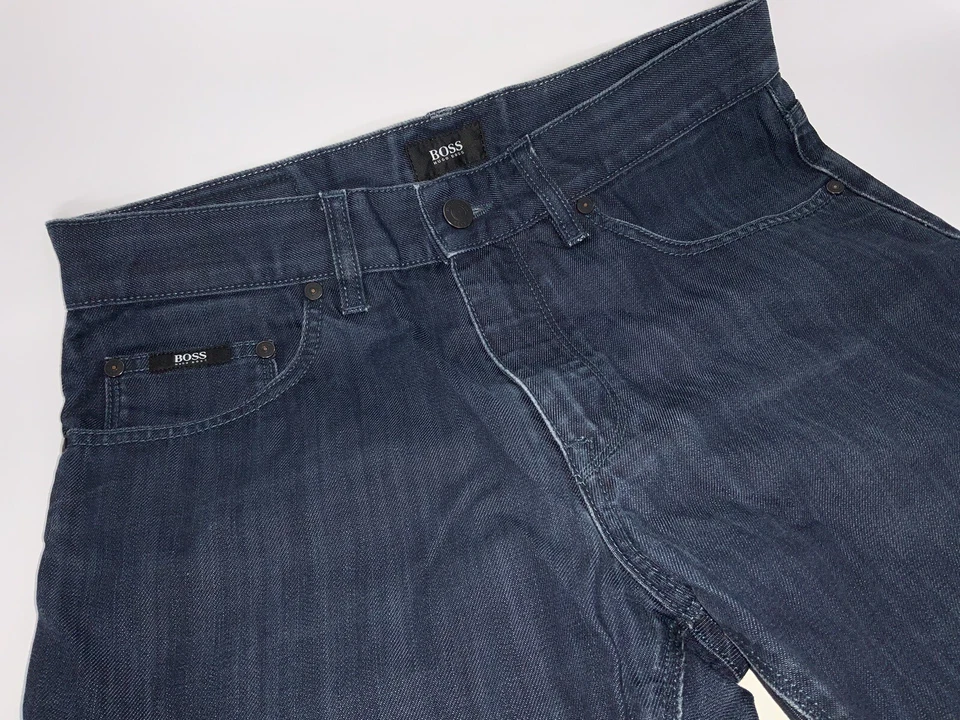 Pantalones de mezclilla Hugo Boss Maine 30x30 azul oscuro algodón romaní ajuste R como nuevos YGI F3-76 Foto 3 de 4