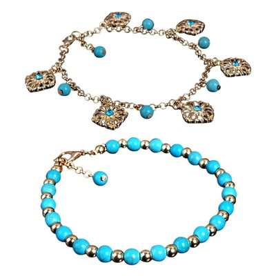 2 Pcs Ankle Armreifen Perle Knöchel Kette Für Weibliche Frauen Mädchen
