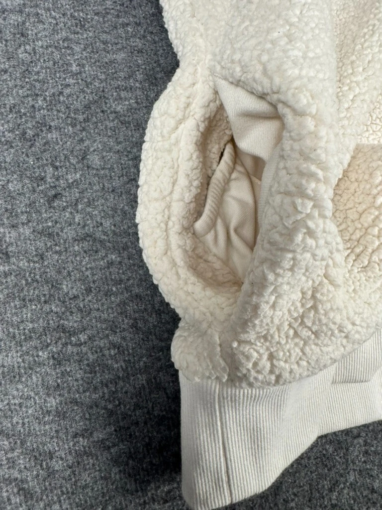 OFF WHITE Felpa con cappuccio Athleta donna piccola avorio Tugga Sherpa pullover felpa accogliente calda
