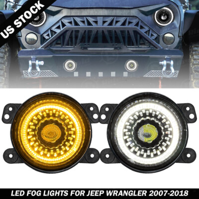 Bumper 4'' Led Drivning Fog Lights for Jeep Wrangler JL JT JK Rubicon 2007-2023