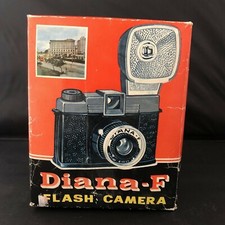 Vintage Original Diana-F Camera with Box and Flash Made in Hong Kong