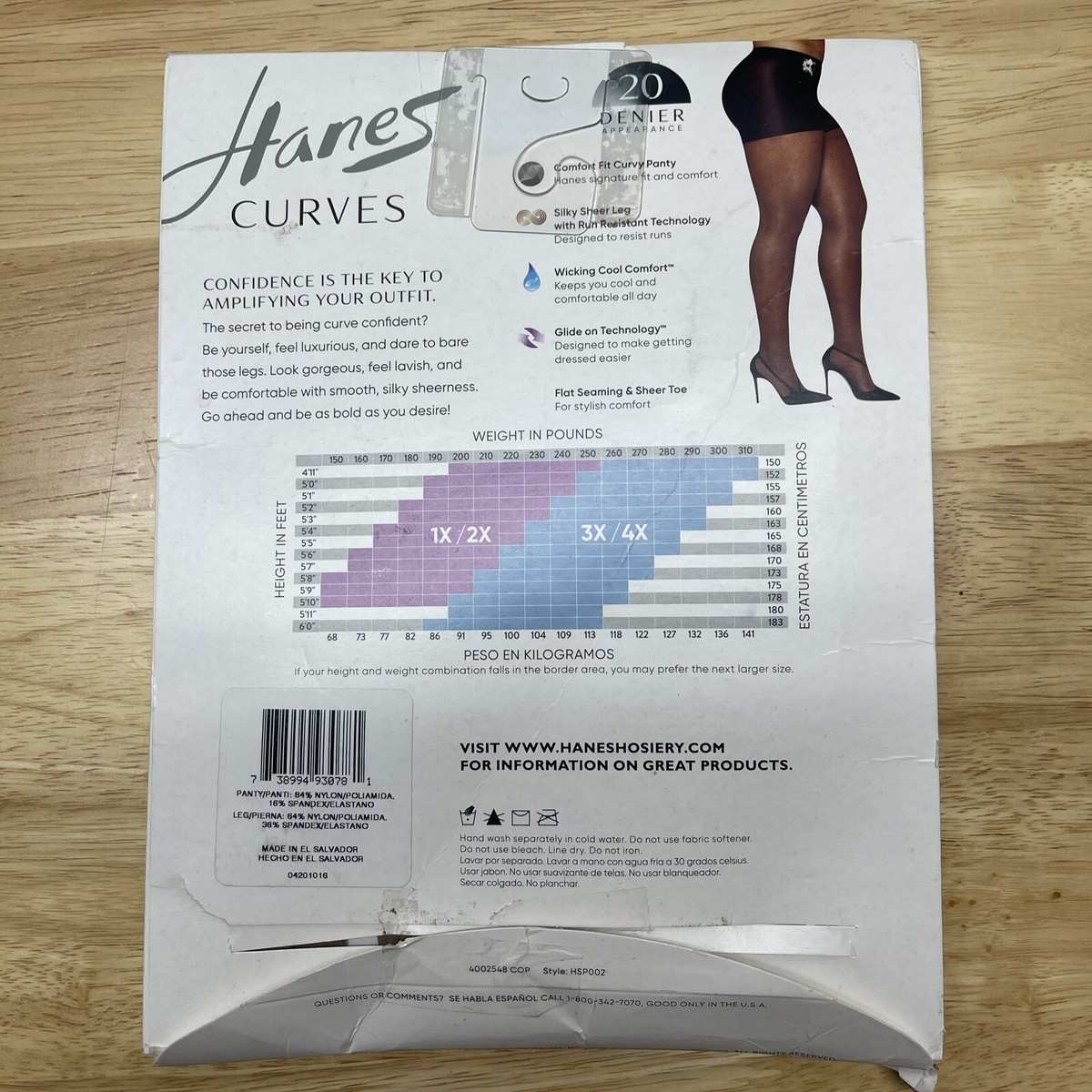Hanes Curves NUDE Silky Sheer Control Top Pantyhose 1X/2X 20
