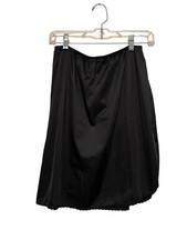 Vintage 1990s Vanity Fair Black Half Slip Size Medium Satin Slit Skirt Sheer