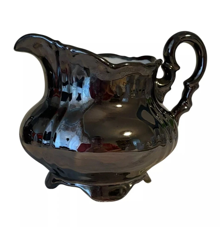 Juego de crema de azúcar con tapa Silver Lusterware Anthropologie café té metálico Foto 2 de 4