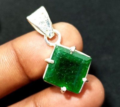 Certified 30.90 Ct Natural Emerald 925 Solid Silver Fancy Cut Pendant Gemstone