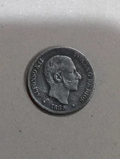 1885 Philippines 10 Centavos Spanish Colonial Alfonso XII .835 Silver