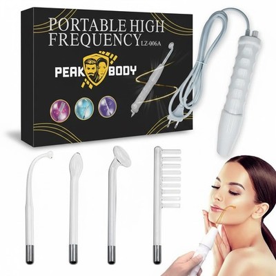 PeakBody Skin Renew High Frequency Wand - 4pc Argon Electrotherapy Facial Set
