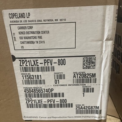 Copeland Compressor ZP21LXE-PFV-800 (OPEN BOX) *Oil Leak*