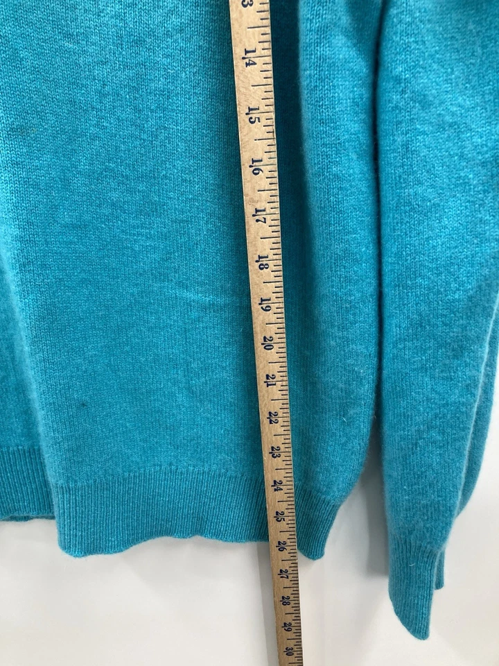 Vtg Lyle & Scott Men's Sz 40 Teal V-Neck Sweater Made Scotland 100% Cashmere - Image 4 of 4
