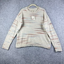 ANA A New Approach Sweater Womens M Birch Stacatto Neutral Soft Light Knit NEW