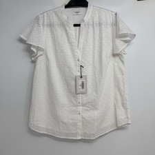 Untuckit Faith Top Womens L White Eyelet Blou...