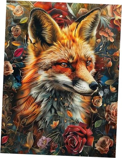 5D Diamond Art Kits for Adults Fox by Number Kits, Diamond Painting Art